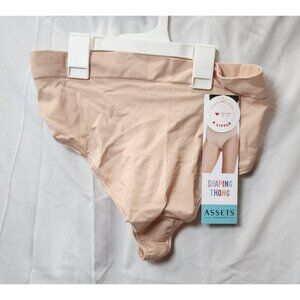 New Assets Women's Beige High-Waisted Thong Shapewear Underwear Size XL